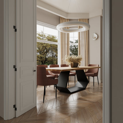 Searby Solid Oak Dining Table Steel Leg