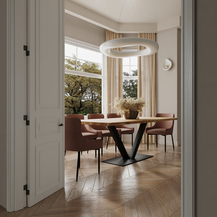 Bicker Solid Oak Dining Table Steel Base