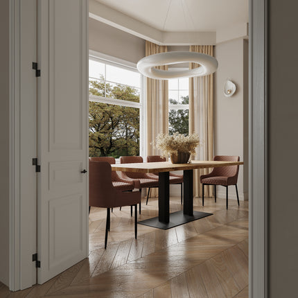 Moorby Solid Oak Dining Table Steel Leg