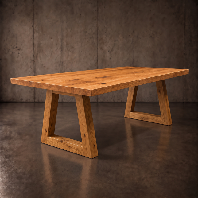 Anderby Solid Oak Dining Table with Trapezium Wooden Legs