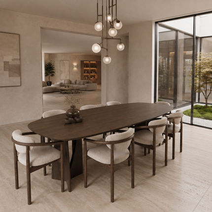 Ashton Solid Oak Danish Oval Dining Table with Wooden Base
