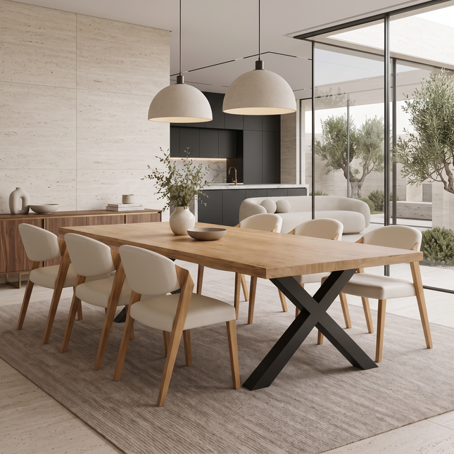 Somerby Solid Oak SET Table/6 Chairs - Solid Oak Dining Table/Chairs Rocco