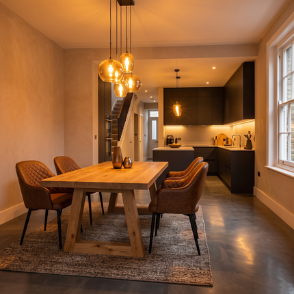 Anderby Solid Oak Dining Table with Trapezium Wooden Legs
