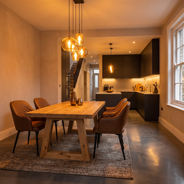 Anderby Solid Oak Dining Table with Trapezium Wooden Legs