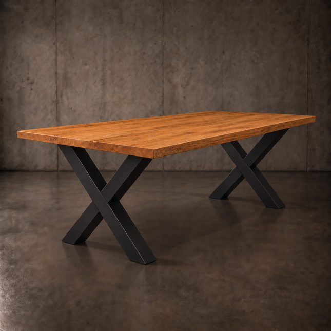 Somerby Solid Oak Dining Table Chunky X Steel Leg