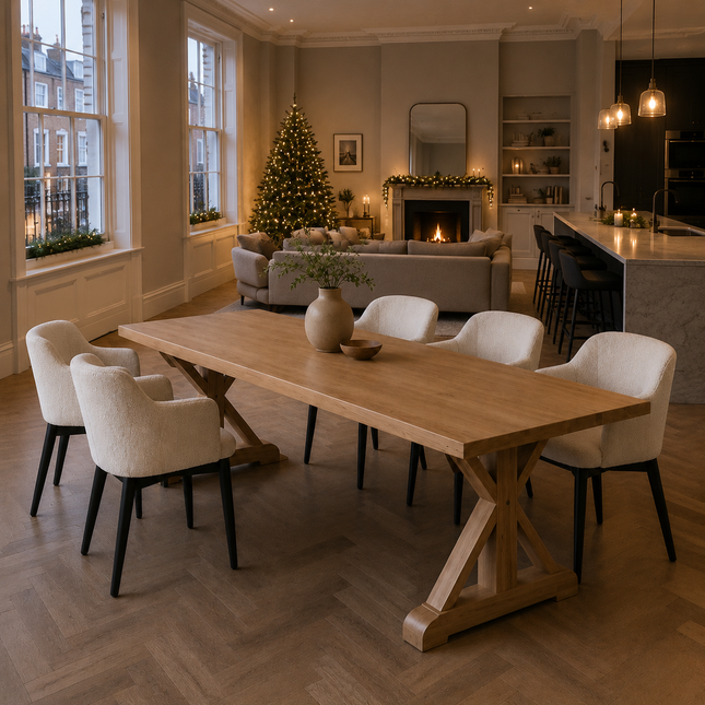Tothill Solid Oak Dining Table with Wooden Farmhouse Legs