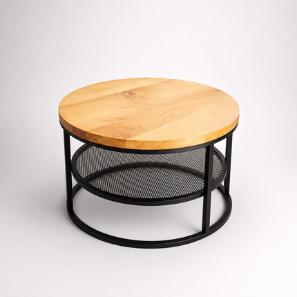 Round oak coffee table Per