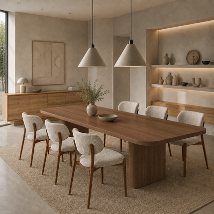 Bain Solid Oak SET Table/6 Chairs - Solid Oak Dining Table/Chairs Kirk
