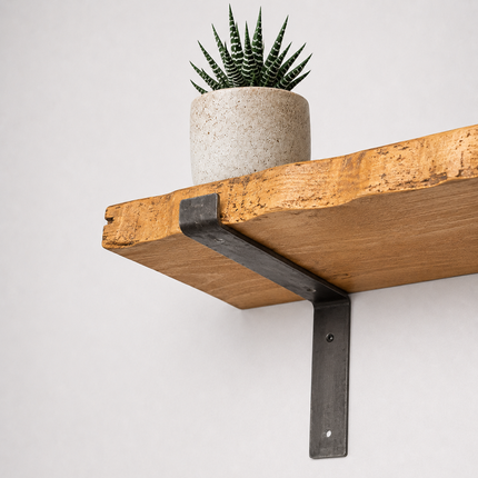 Reclaimed Live Edge Rustic Shelf Lipped Shaped Bracket