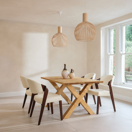 Calia Style Industrial Dining Table Rustic XF Wooden Chunky Legs
