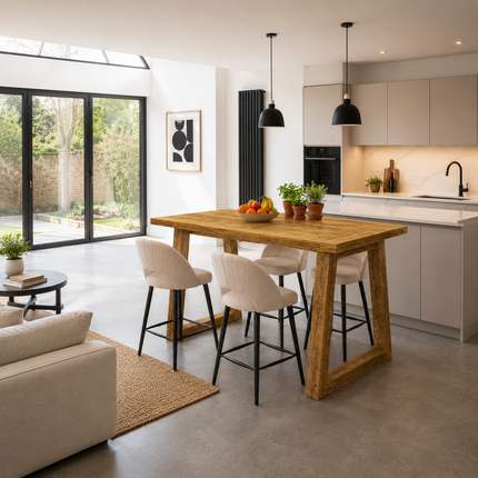 Brigg Straight Edge Breakfast Bar Trapezium Wooden Legs