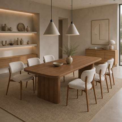 Bain Solid Oak SET Table/6 Chairs - Solid Oak Dining Table/Chairs Kirk