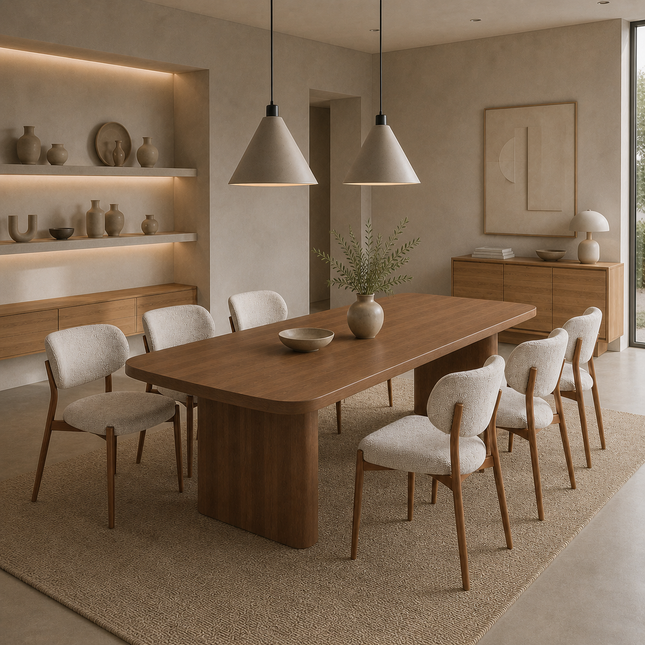 Bain Solid Oak SET Table/6 Chairs - Solid Oak Dining Table/Chairs Kirk