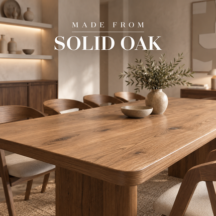 Bain Solid Oak Dining Set – Oak Dining Table & 6 Aby Chairs