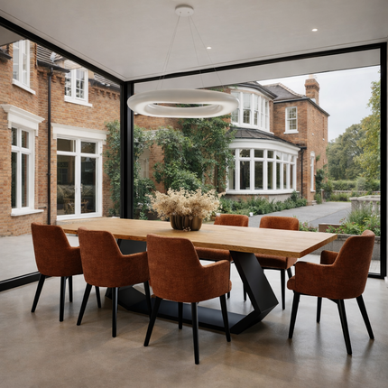 Searby Solid Oak Dining Table Steel Leg