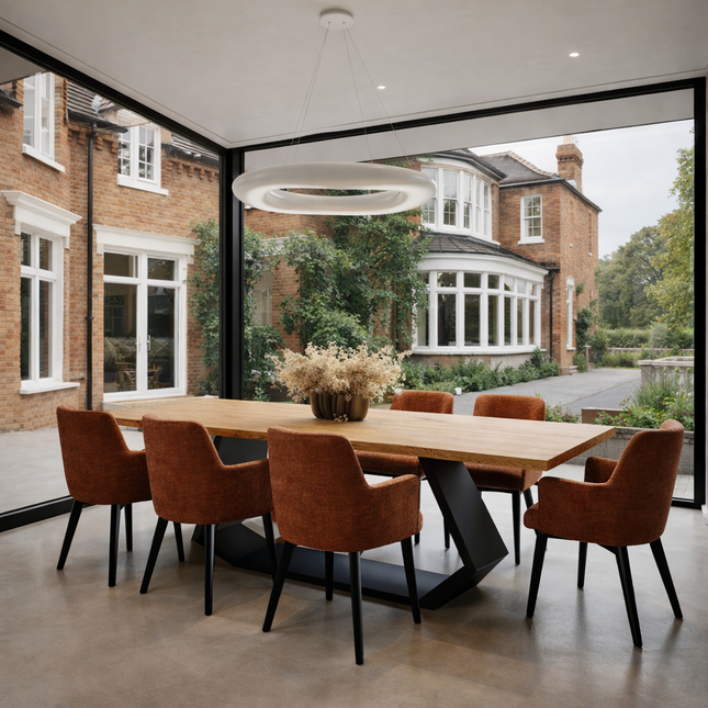 Searby Solid Oak Dining Table Steel Leg