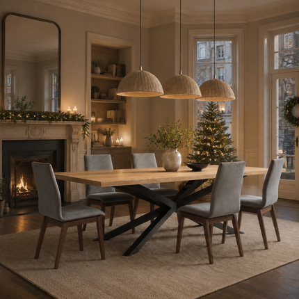 Ailby Oak Modern Dining Table Spider Stel Base
