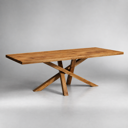 Derby Oak Modern Dining Table Crossover Wooden Base