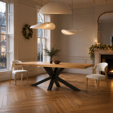 Tumby Oak Modern Dining Table Star Stel Base
