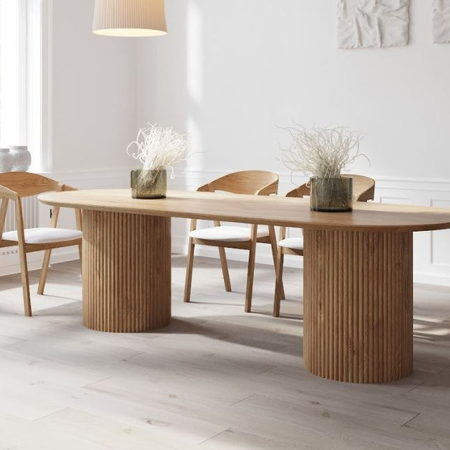 Moulton Oak Dining Table Steel Base