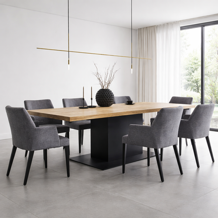 Swarby Solid Oak Dining Table Steel Base