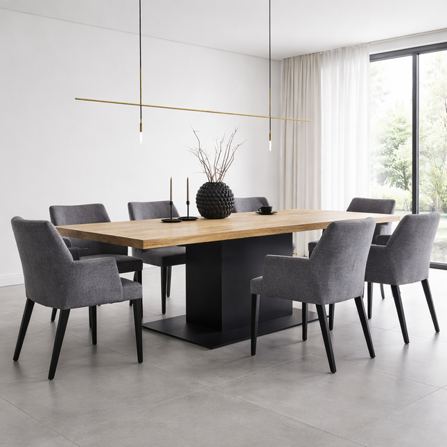 Swarby Solid Oak Dining Table Steel Base