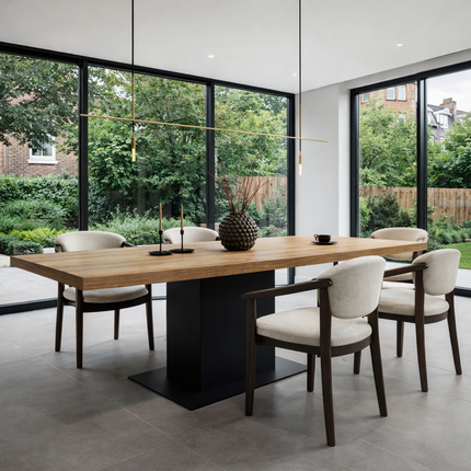 Swarby Solid Oak Dining Table Steel Base