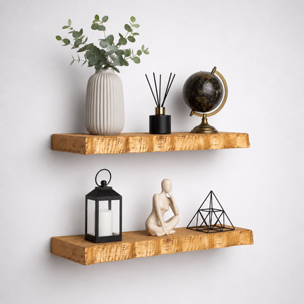 Firsby Live Edge Rustic Floating Shelf