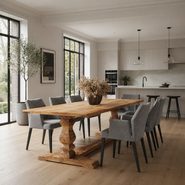 Brigg Rustic Dining Table Victoria Chunky Wooden Base