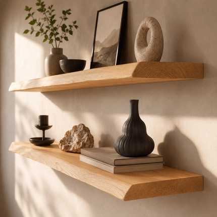 Firsby Live Edge Rustic Floating Shelf