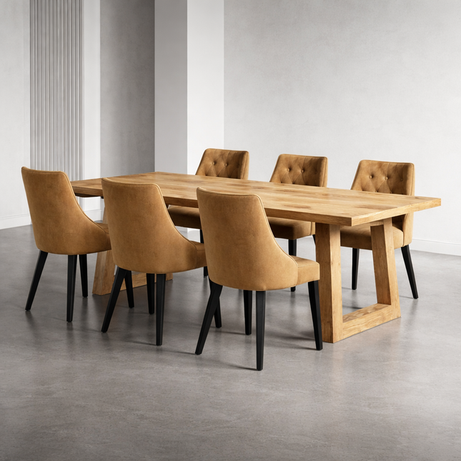 Anderby Solid Oak Dining Table with Trapezium Wooden Legs