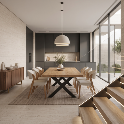 Somerby Solid Oak SET Table/6 Chairs - Solid Oak Dining Table/Chairs Rocco