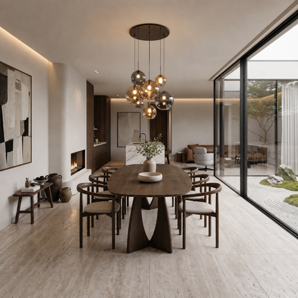 Pode Solid Oak Danish Oval Dining Table with Wooden Legs