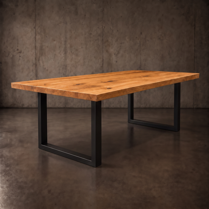 Bryton Solid Oak Dining Table Steel Square Legs