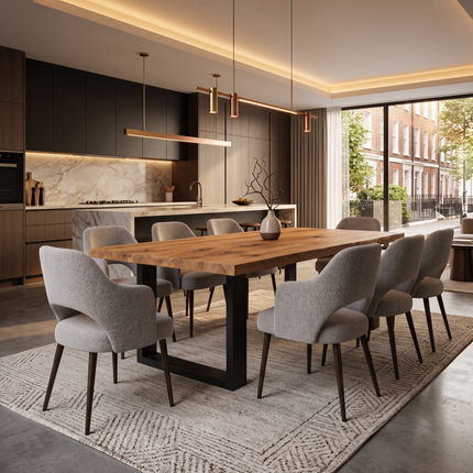 Bryton Solid Oak Dining Table Steel Square Legs