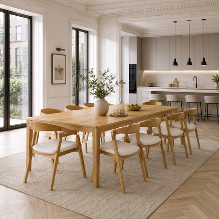 Milton Solid Oak Dining Table with Wooden Legs