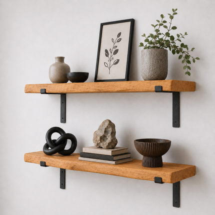 Firsby Live Edge Rustic Shelf Lipped Shaped Bracket