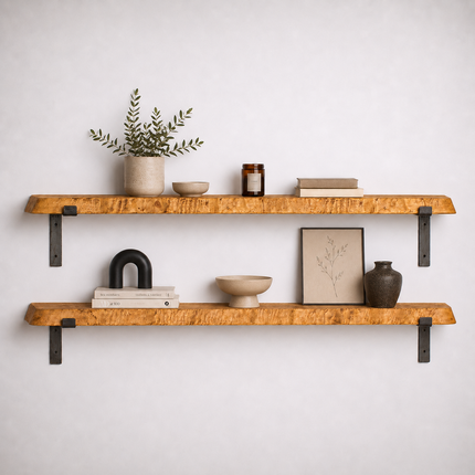 Croxby Live Edge Round Corners Rustic Shelf Lipped Shaped Bracket