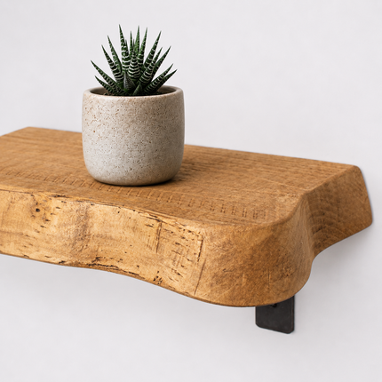Croxby Live Edge Round Corners Rustic Shelf Non Lipped Shaped Bracket