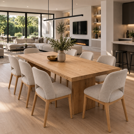 Diss Solid Oak Dining Table Set with 8 Ava 2 Chairs
