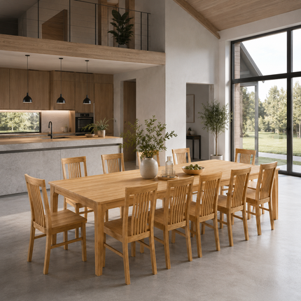Milton Solid Oak Dining Table with Wooden Legs
