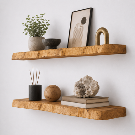 Croxby Live Edge Round Corners Rustic Floating Shelf