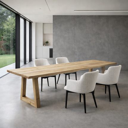 Anderby Solid Oak Dining Table with Trapezium Wooden Legs