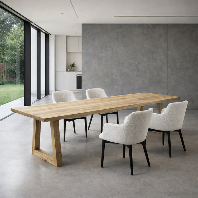 Anderby Solid Oak Dining Table with Trapezium Wooden Legs