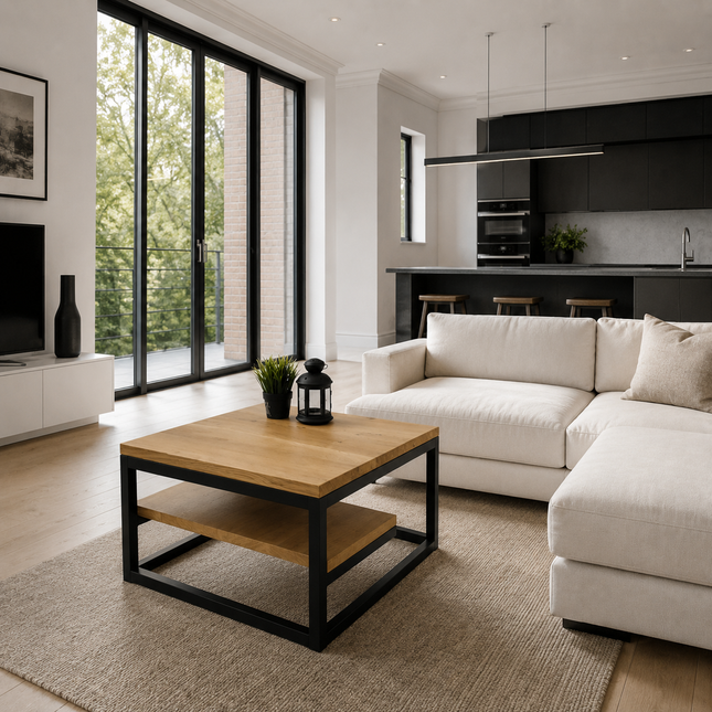 Oak coffee table with shelf SOLO