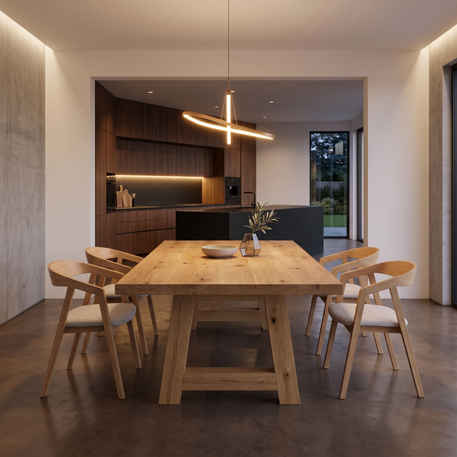 Wootton Solid Oak Dining Table with AF Wooden Legs