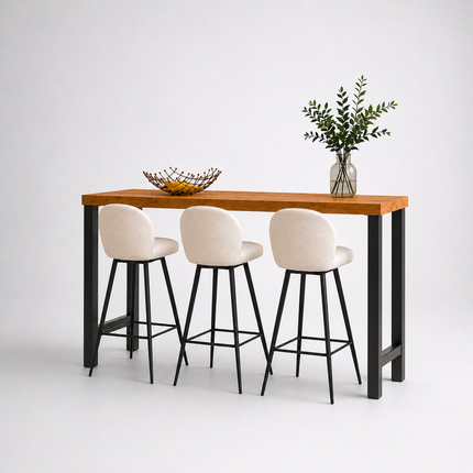 Brigg Straight Edge Breakfast Bar H Frame Steel Legs