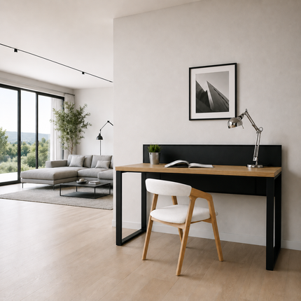 Oak desk with perforated sheet Drayton