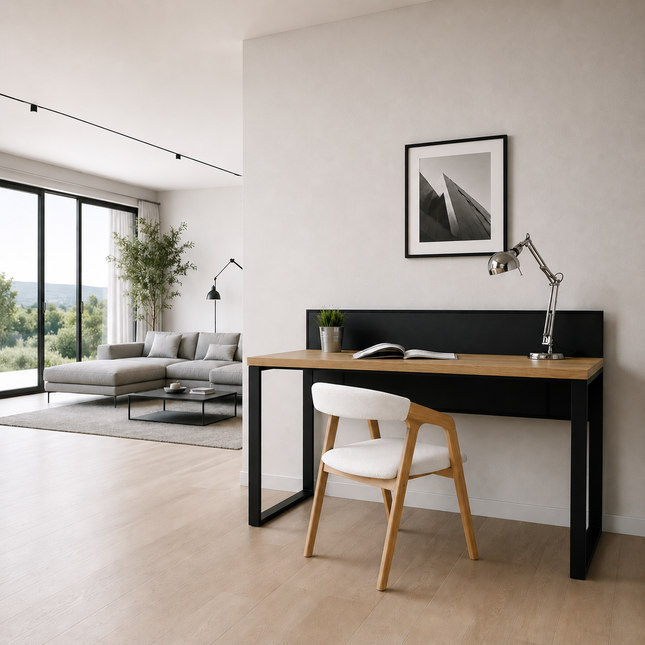 Oak desk with perforated sheet Drayton