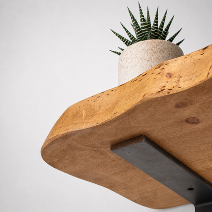 Croxby Live Edge Round Corners Rustic Shelf Non Lipped Shaped Bracket